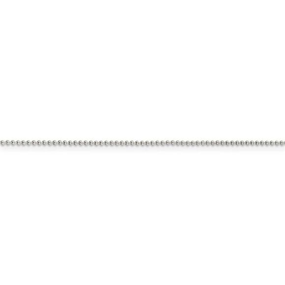 1mm Sterling Silver, Hollow Beaded Chain Necklace, 18 Inch - Picture 3 of 8